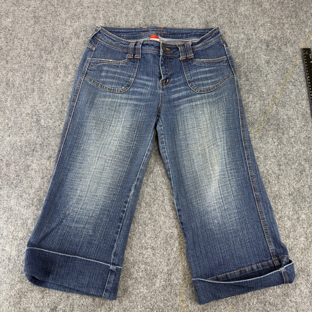 Boom Boom Jeans Cuffed Capris Y2K Made in USA Denim Blue Size 11